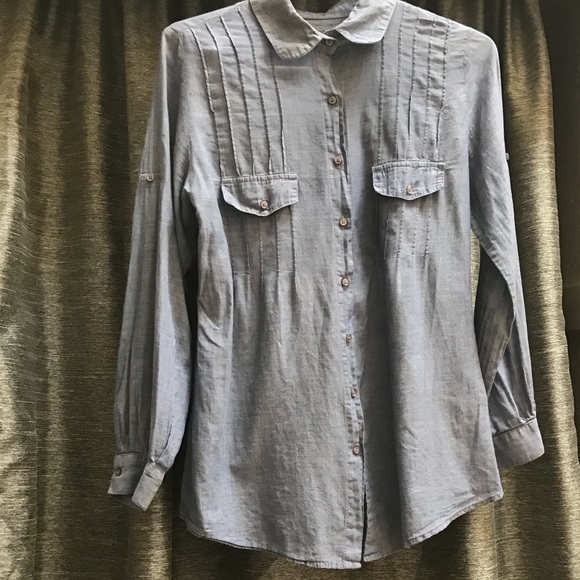 Cailey 22 chambray long sleeve blouse XS - Picture 1 of 7